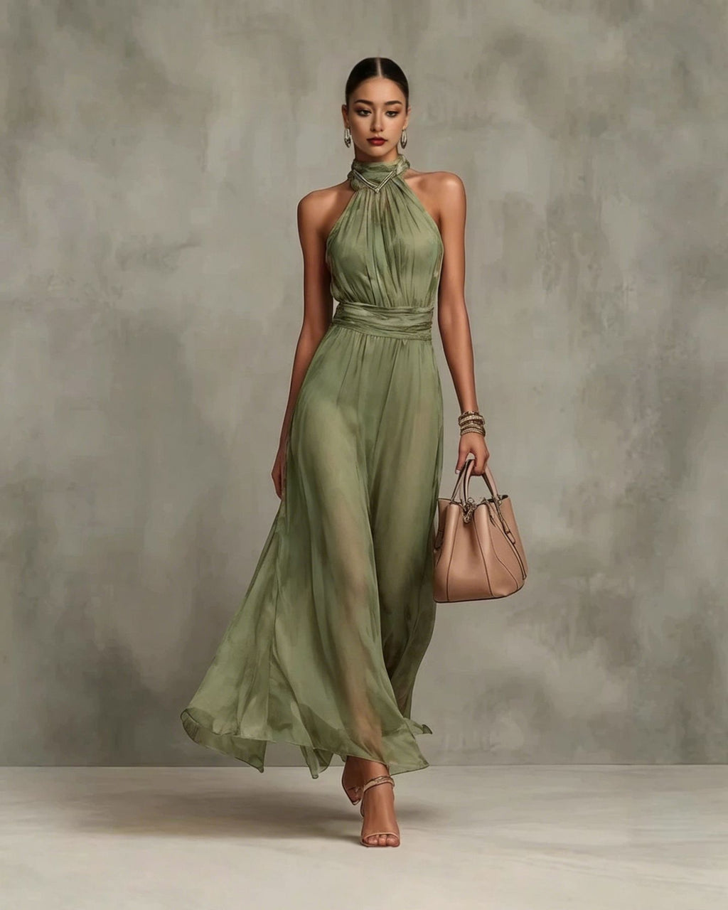 Liora Chiffon Halter Dress