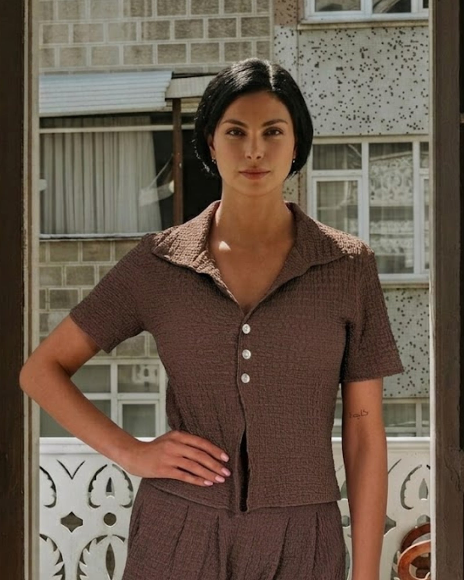 Brune Cropped Knit Polo