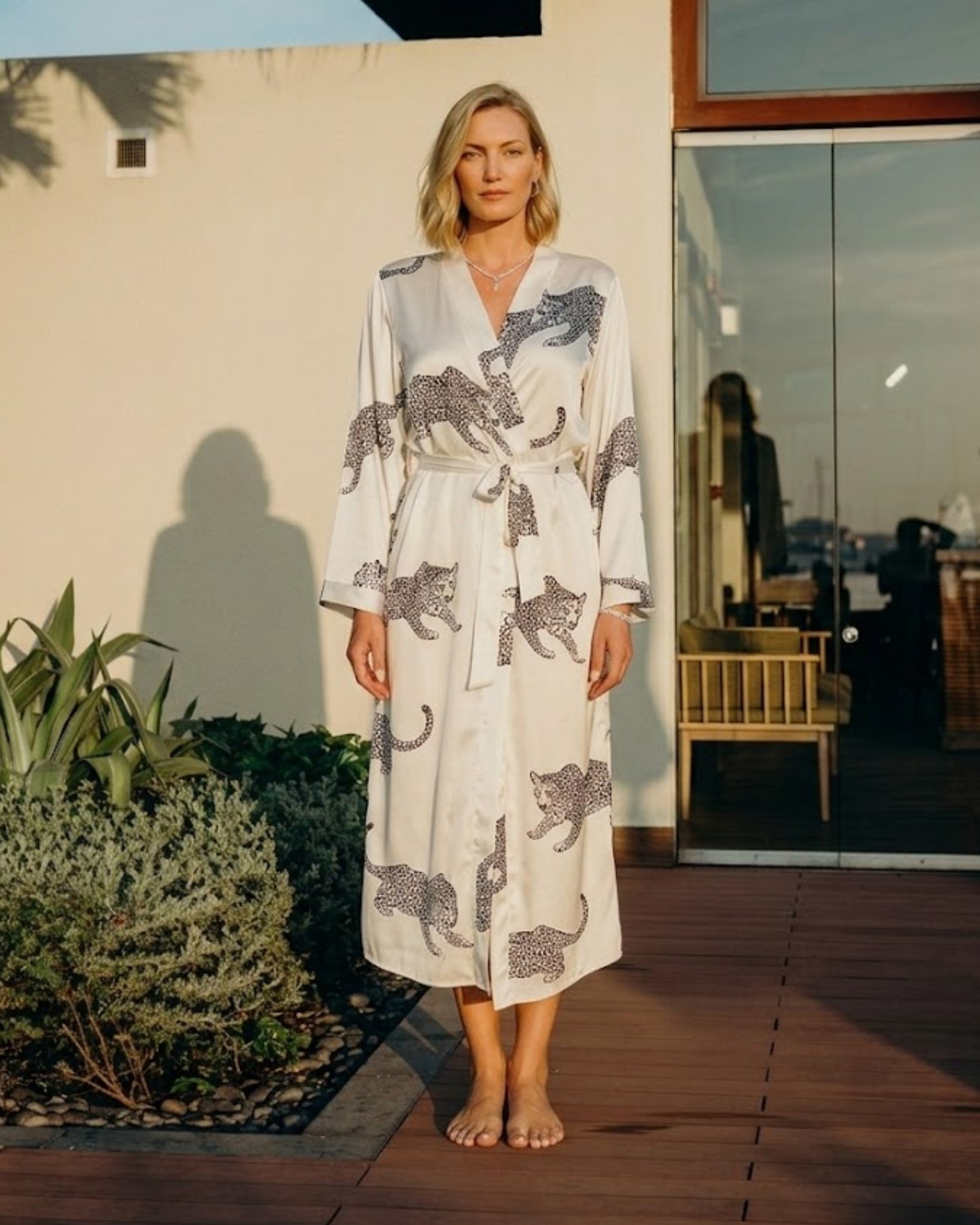 Leopard Satin Print Robe