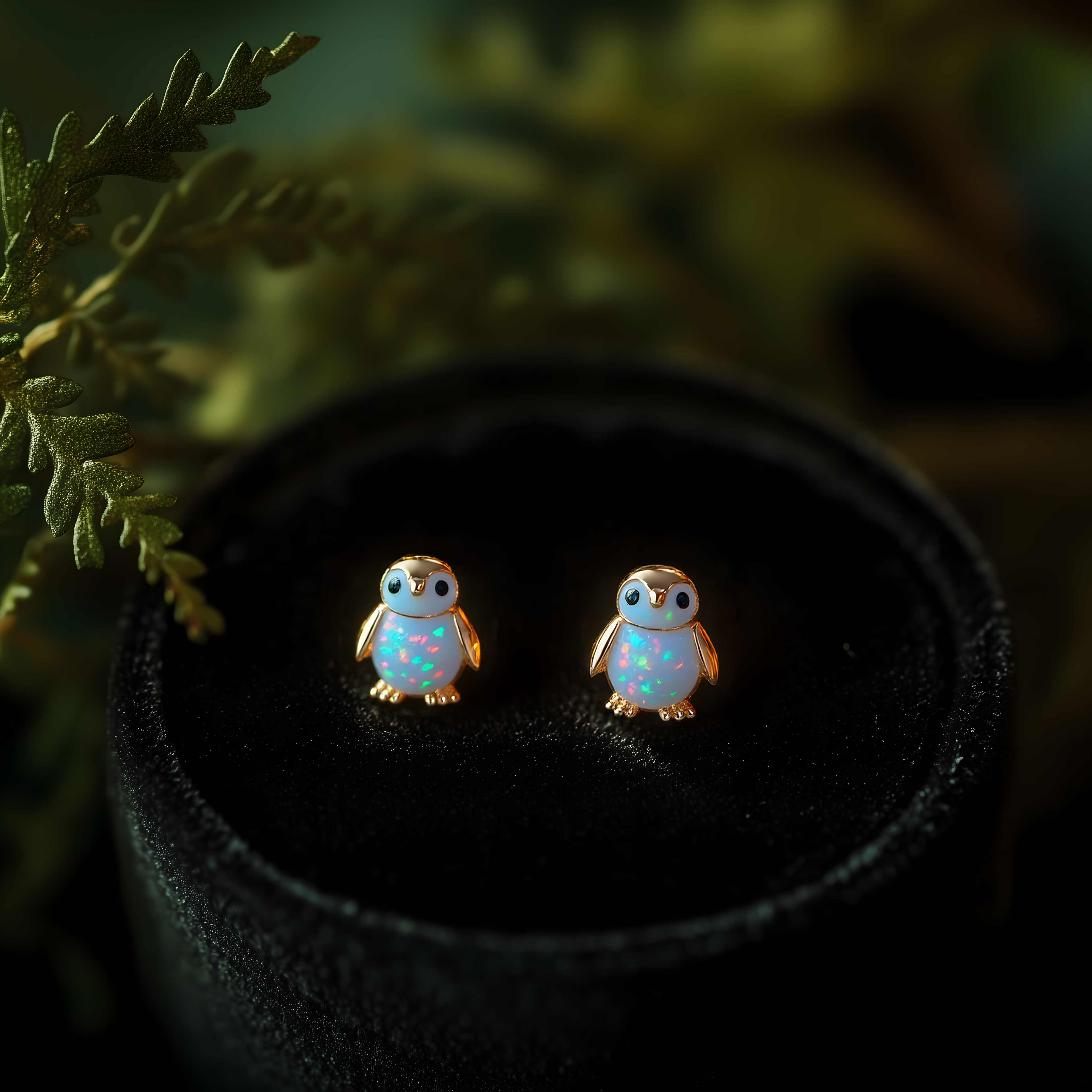 Opal Penguin Stud Earring