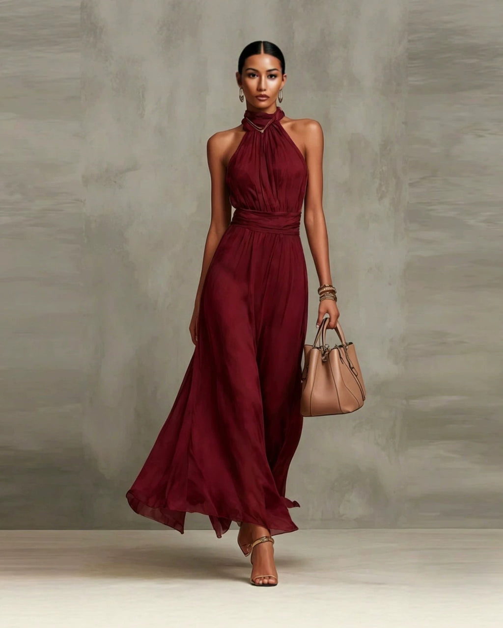 Liora Chiffon Halter Dress