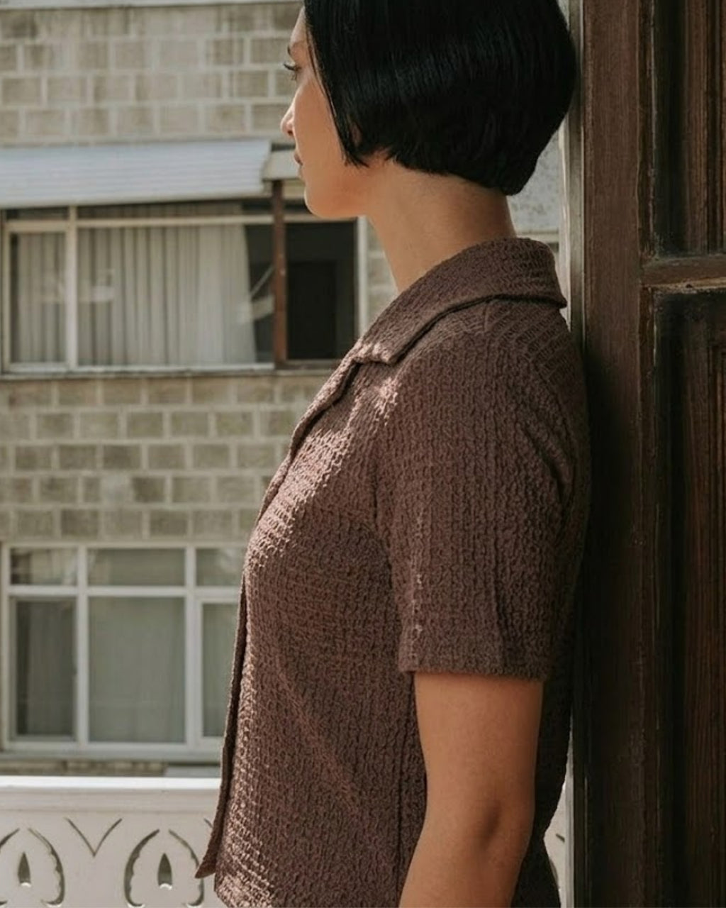 Brune Cropped Knit Polo