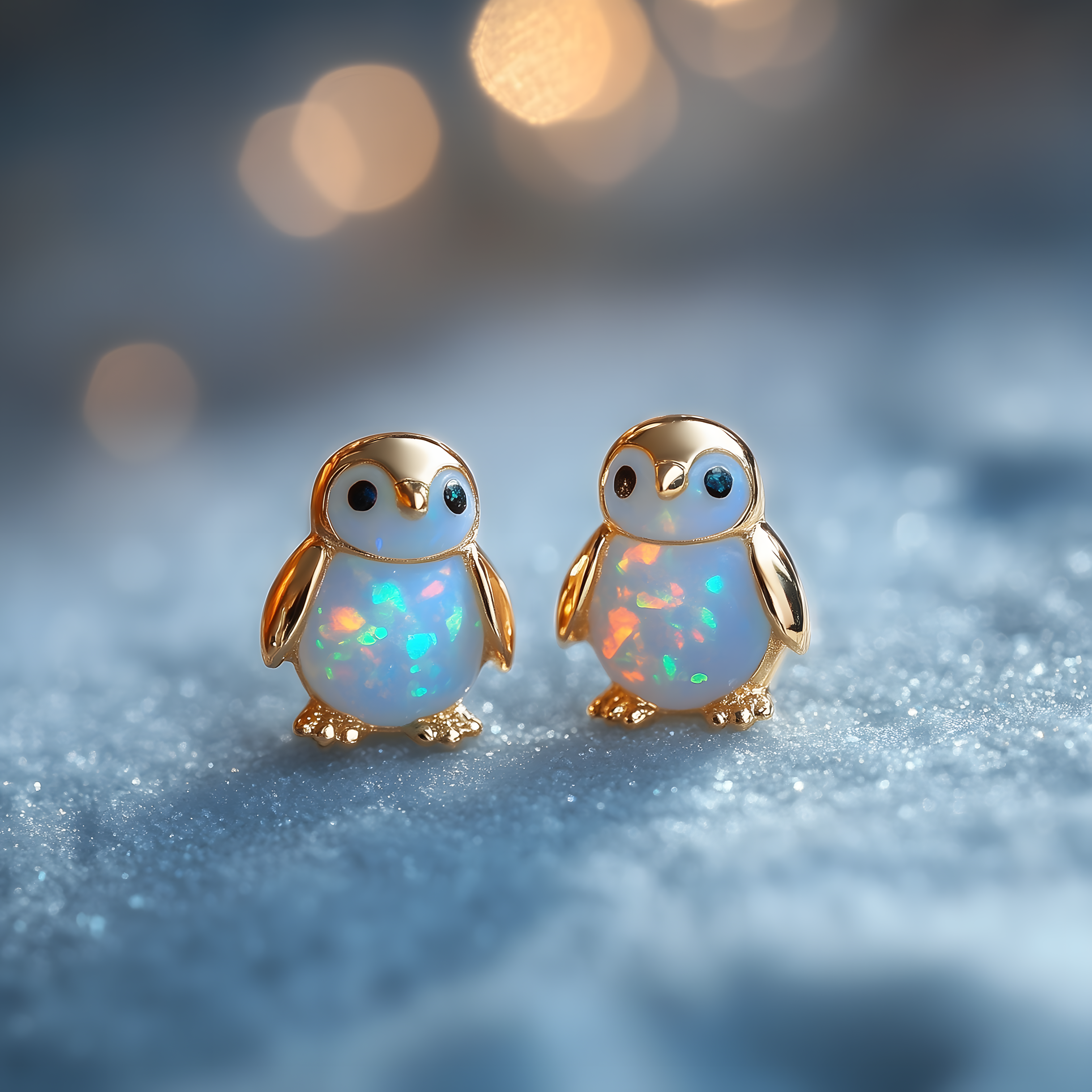 Opal Penguin Stud Earring