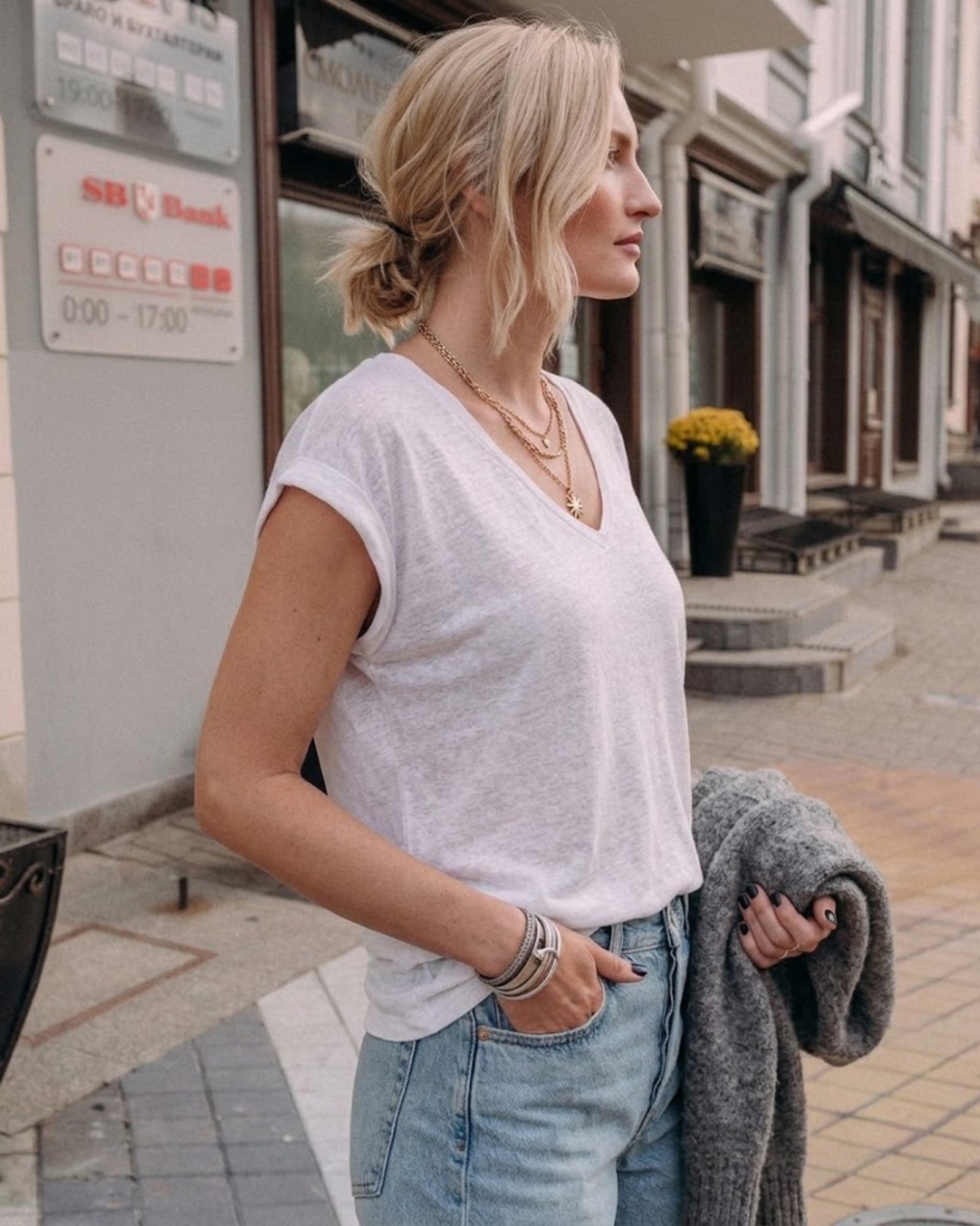 Lena V-Neck Cap Sleeve Top
