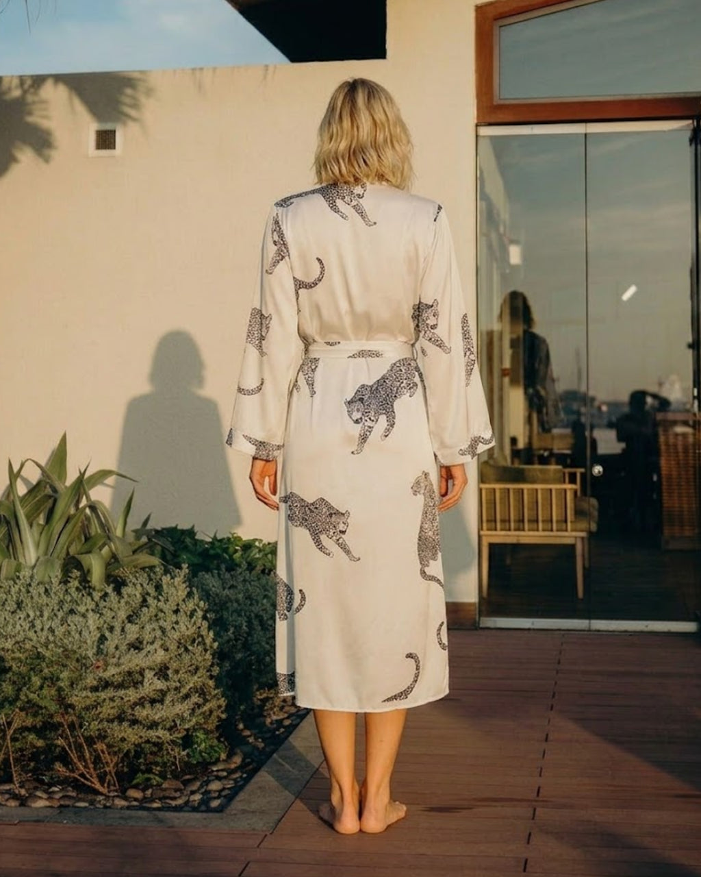 Leopard Satin Print Robe