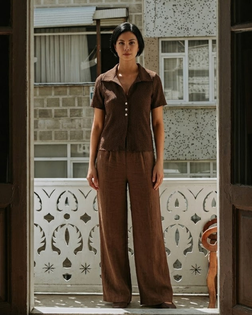 Brune Cropped Knit Polo