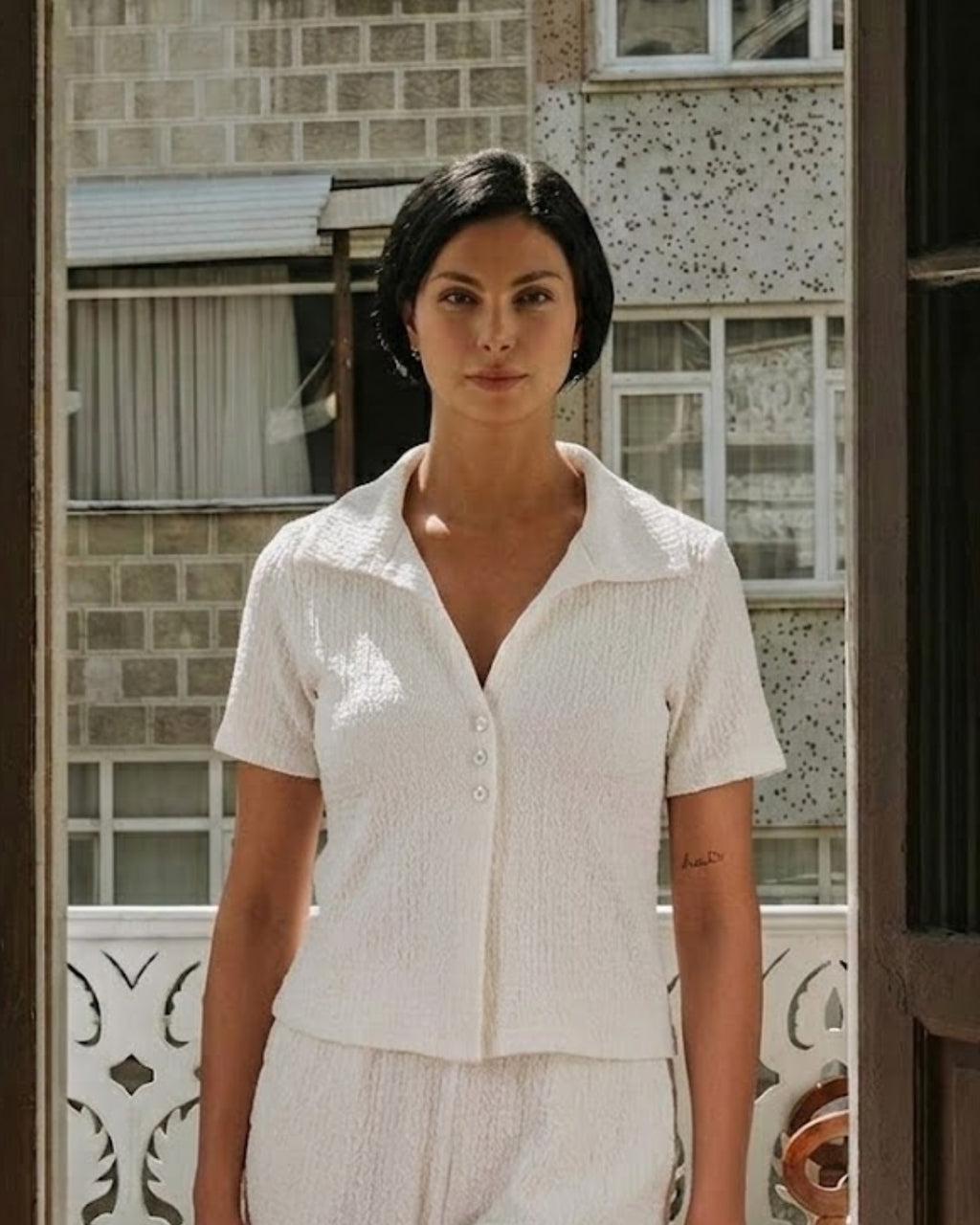 Brune Cropped Knit Polo