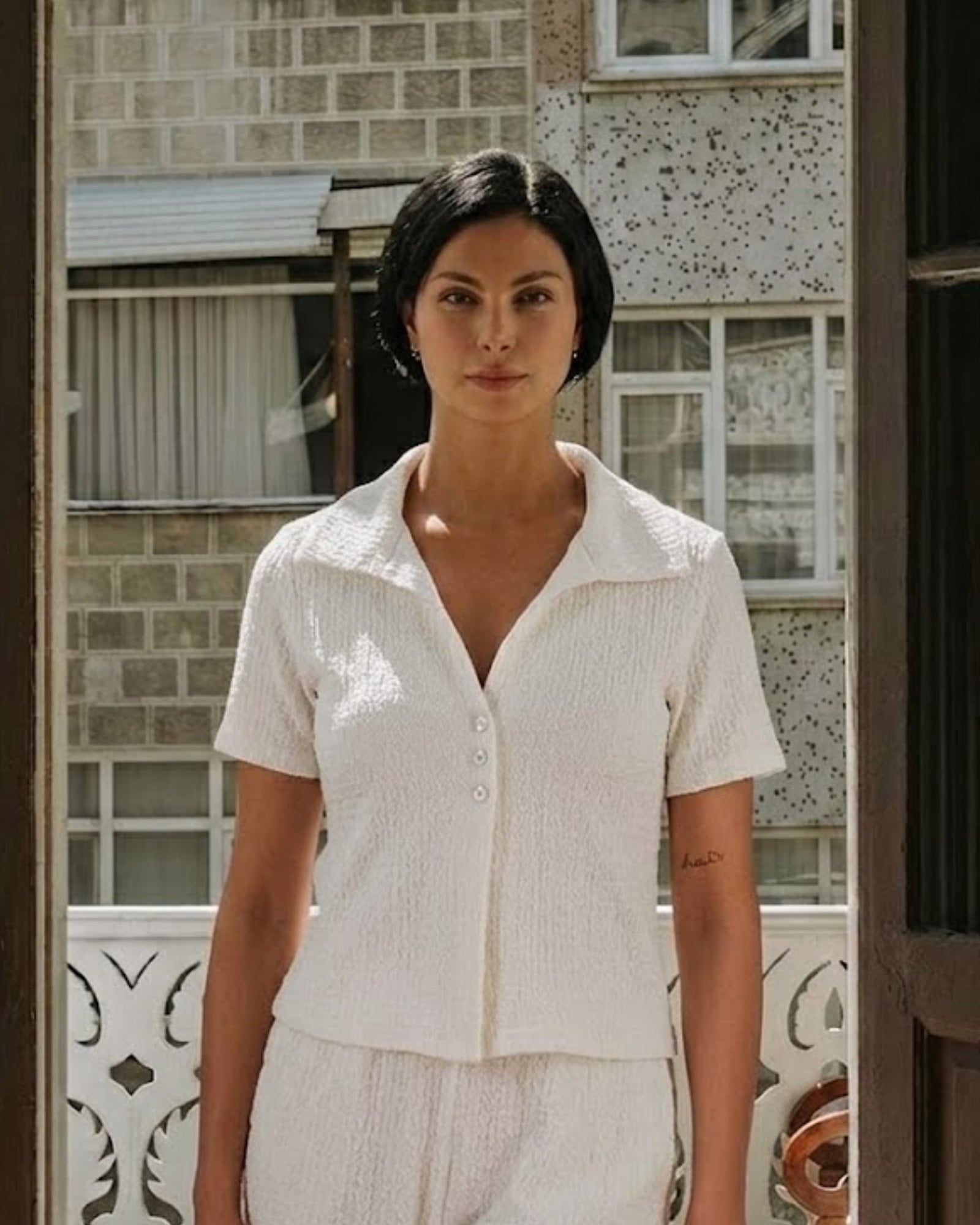 Brune Cropped Knit Polo