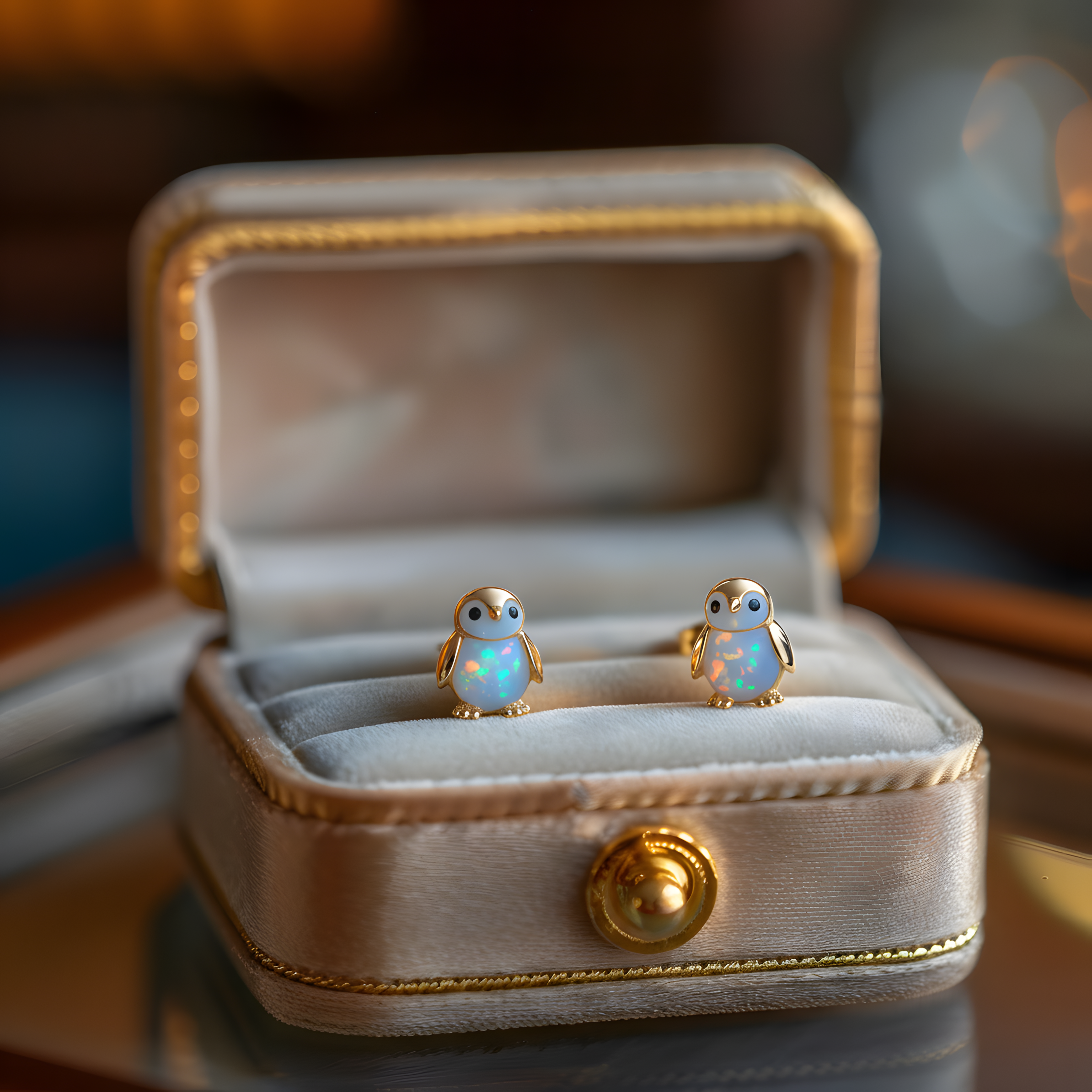 Opal Penguin Stud Earring