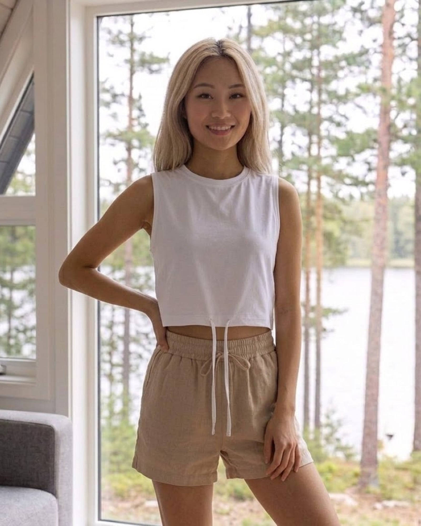 Pia Drawstring Crop Top