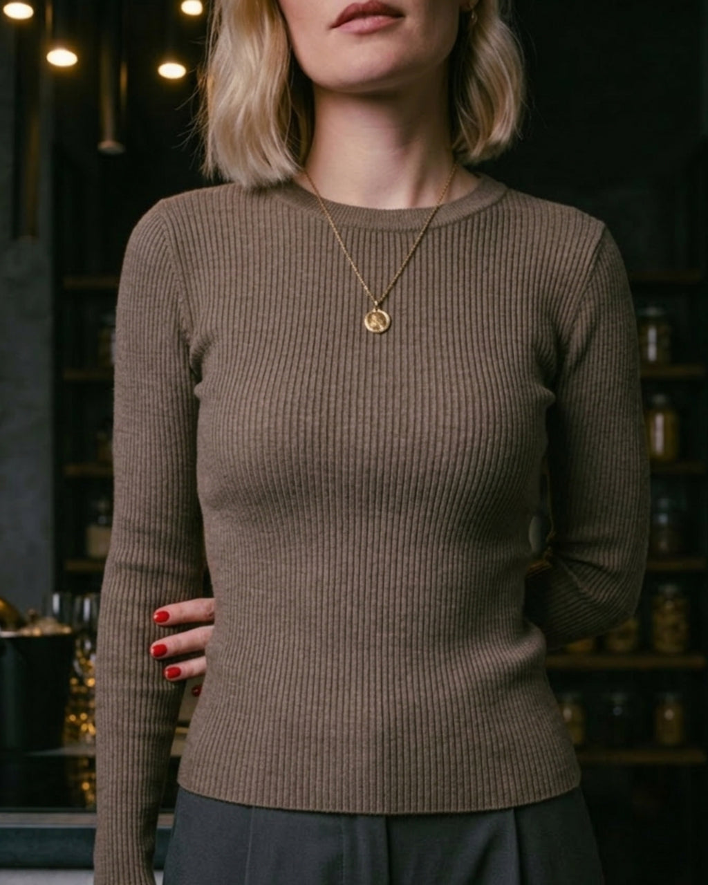 Ribbed Knit Top Sienne