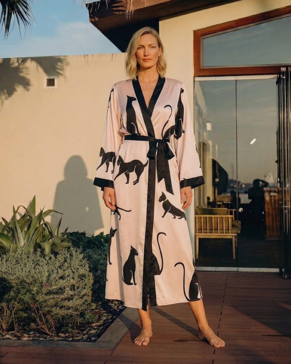 Leopard Satin Print Robe