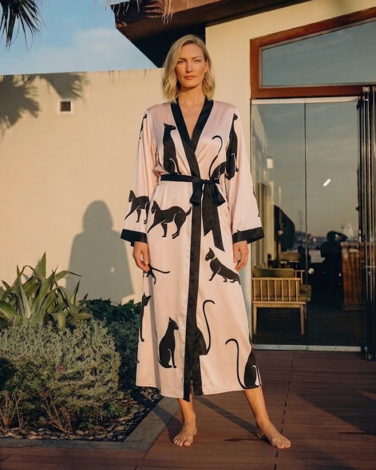 Leopard Satin Print Robe