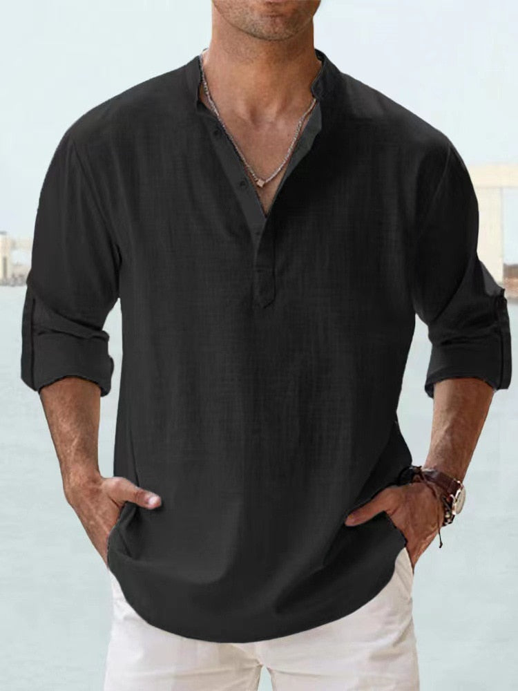Dune Linen Henley Shirt