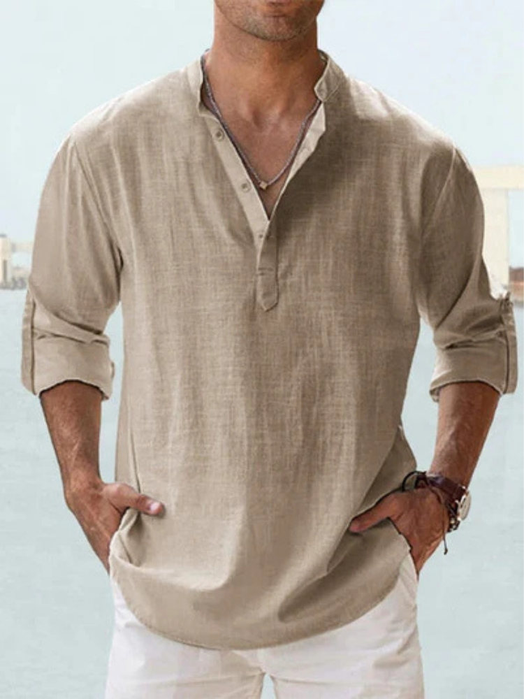 Dune Linen Henley Shirt