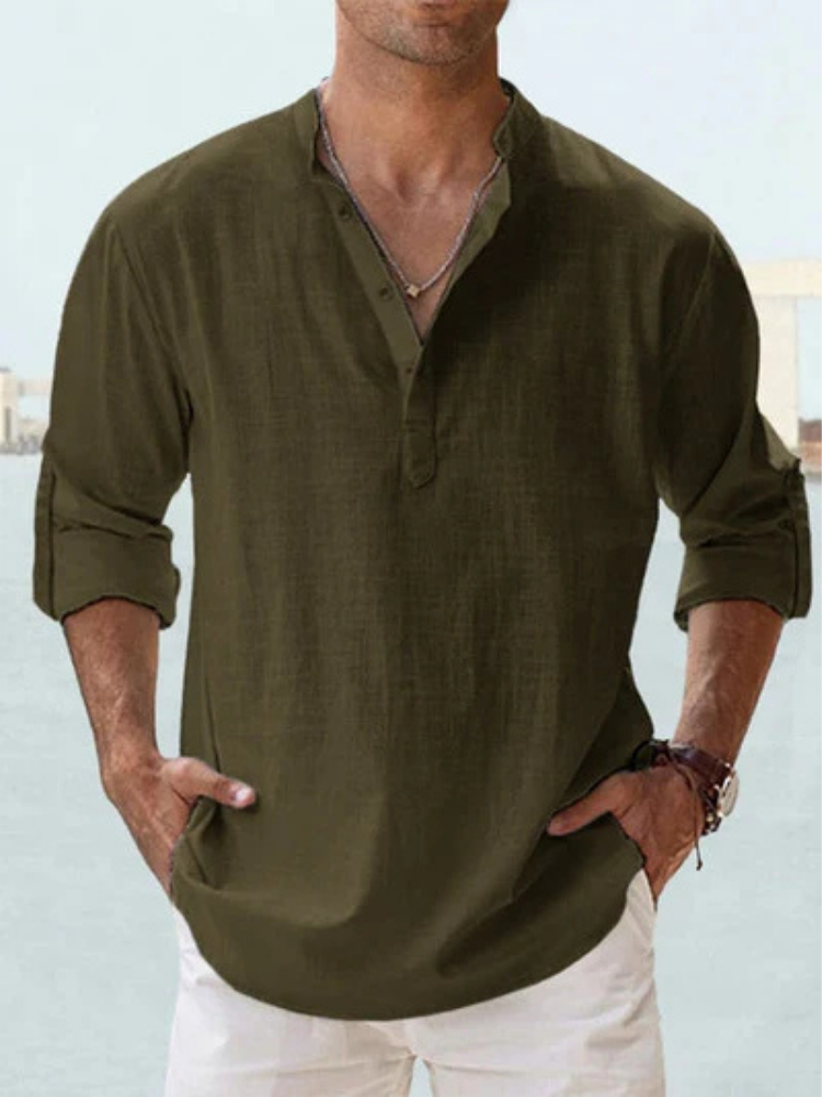 Dune Linen Henley Shirt
