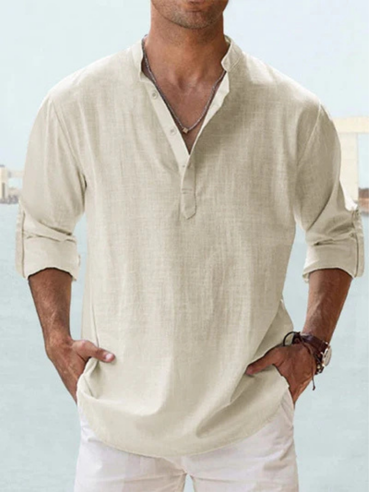 Dune Linen Henley Shirt