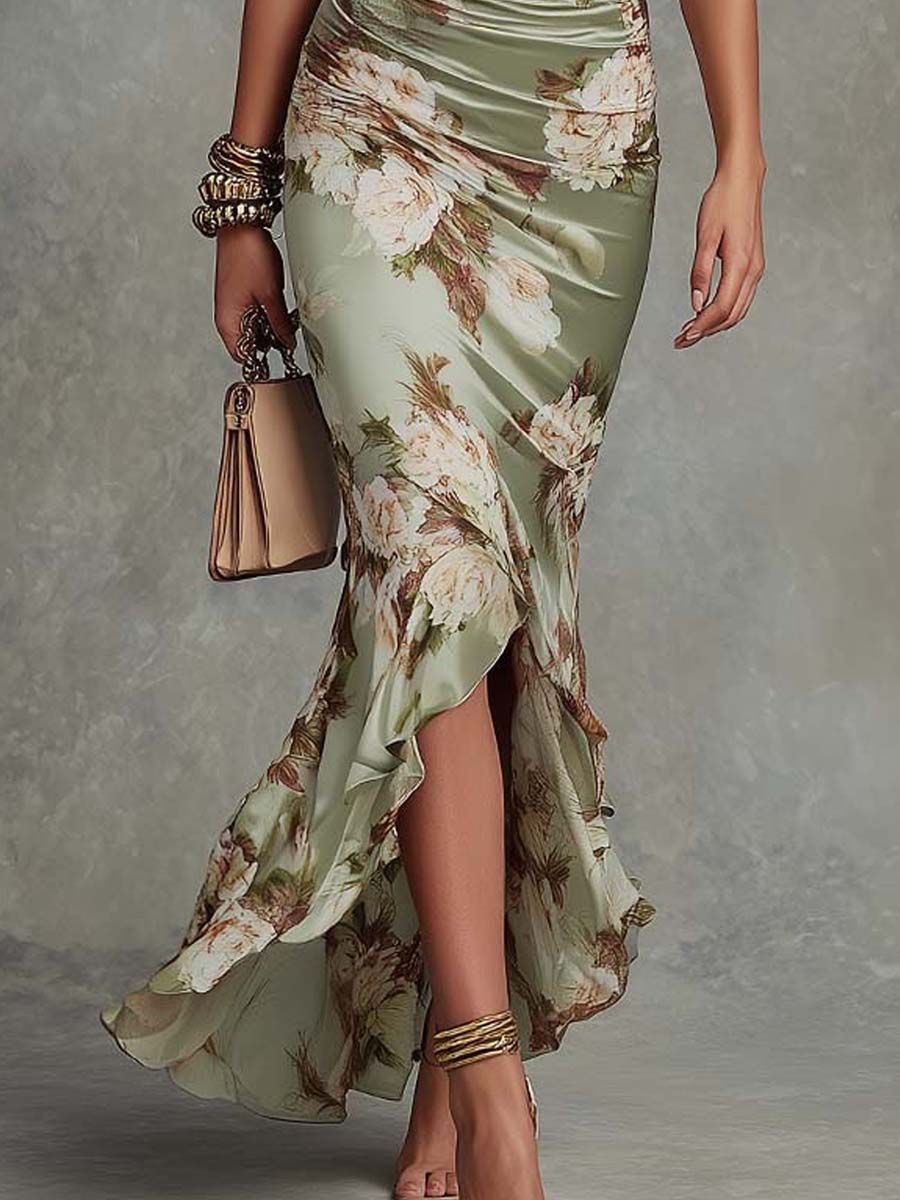 Flora Ruched Satin Dress
