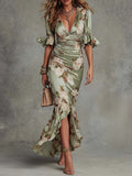 Flora Ruched Satin Dress
