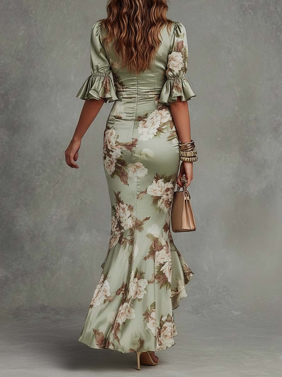 Flora Ruched Satin Dress