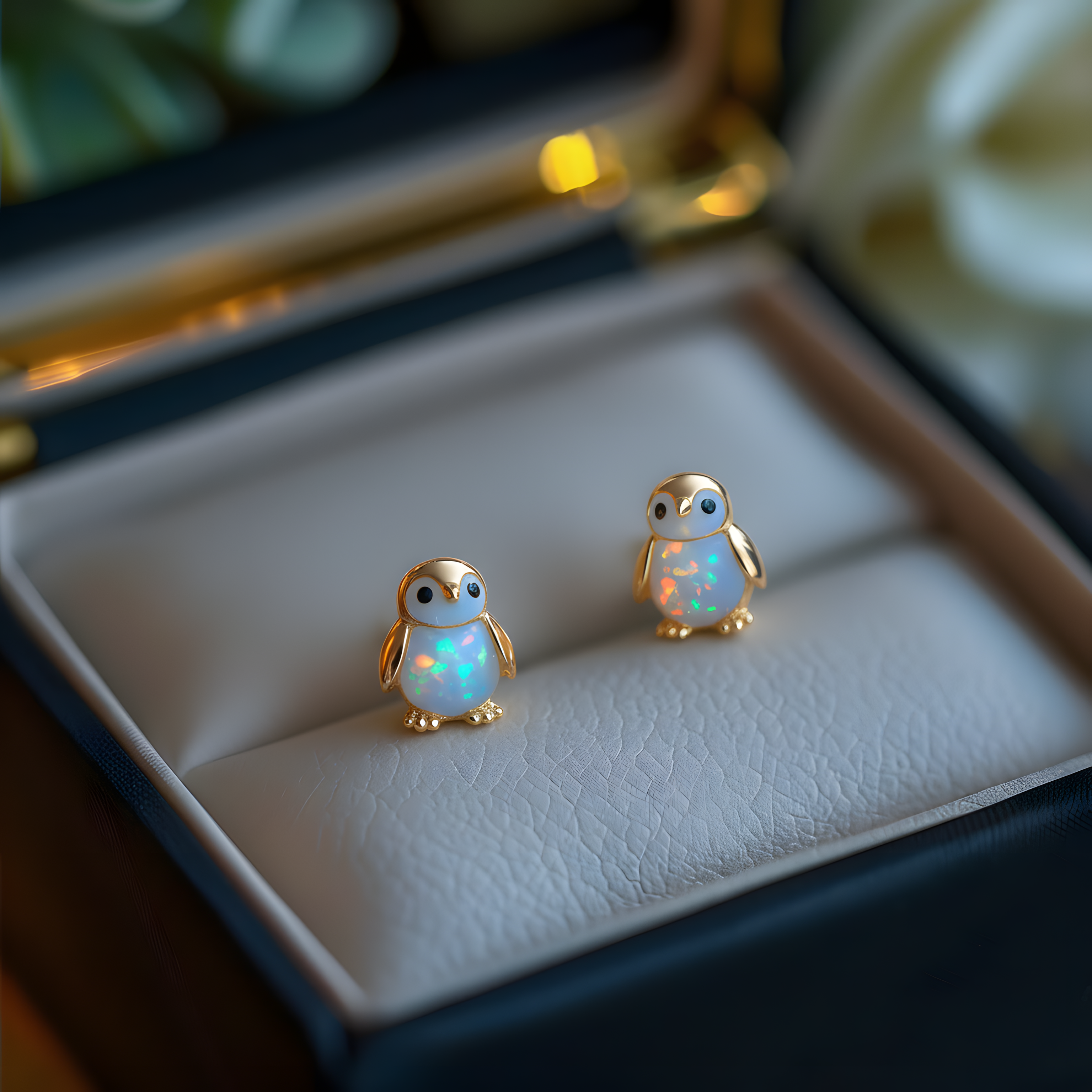 Opal Penguin Stud Earring
