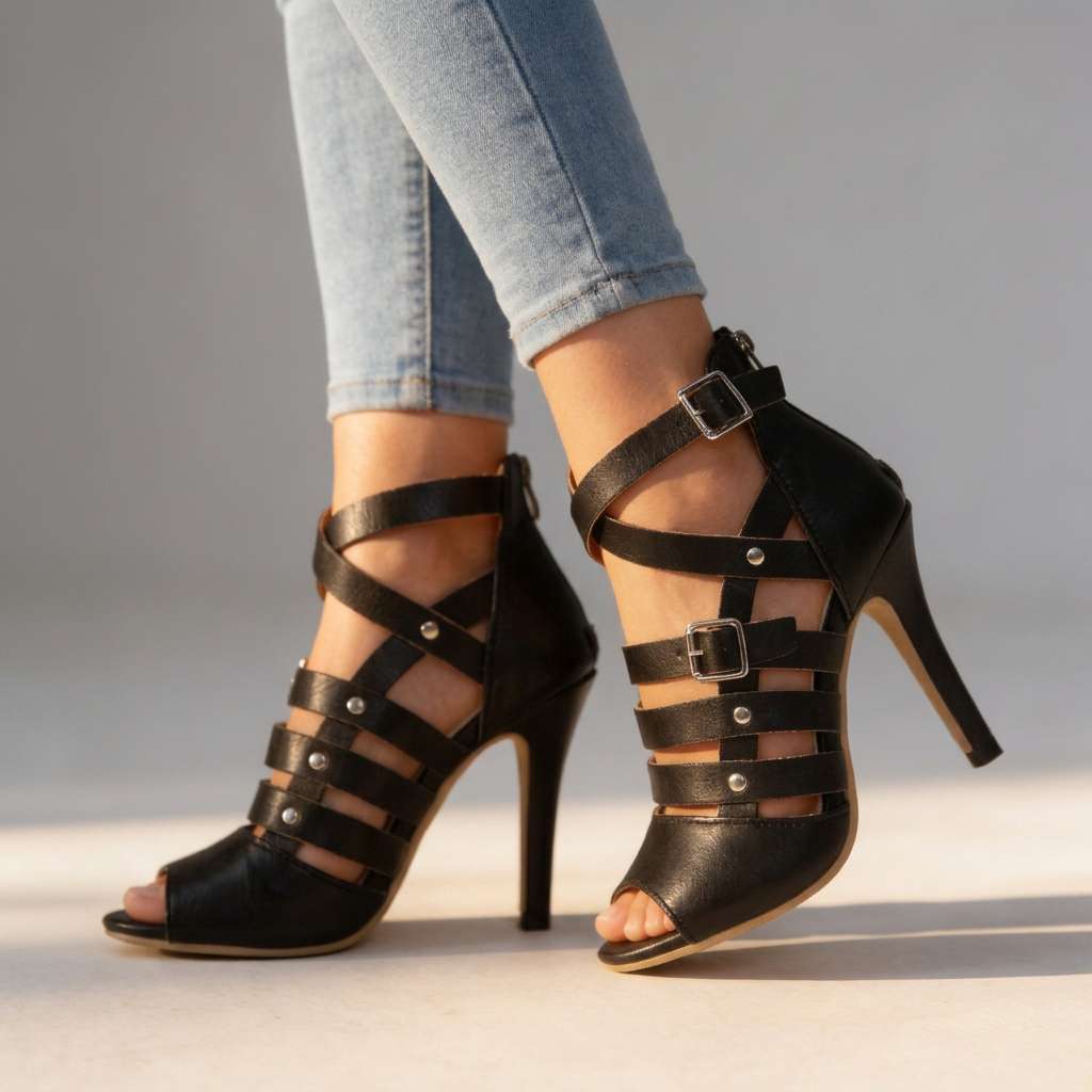 Adara Cross-Strap Open Heels